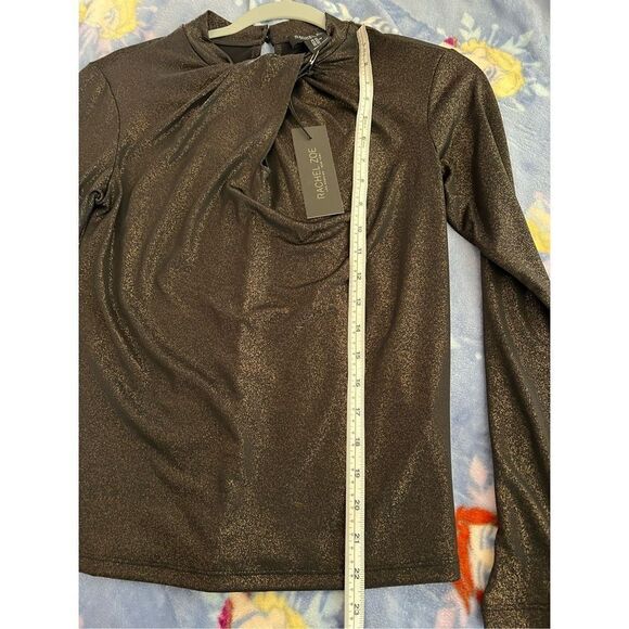 New Rachel Zoe Gold and Black formal fancy Blouse size XS - Picture 7 of 7